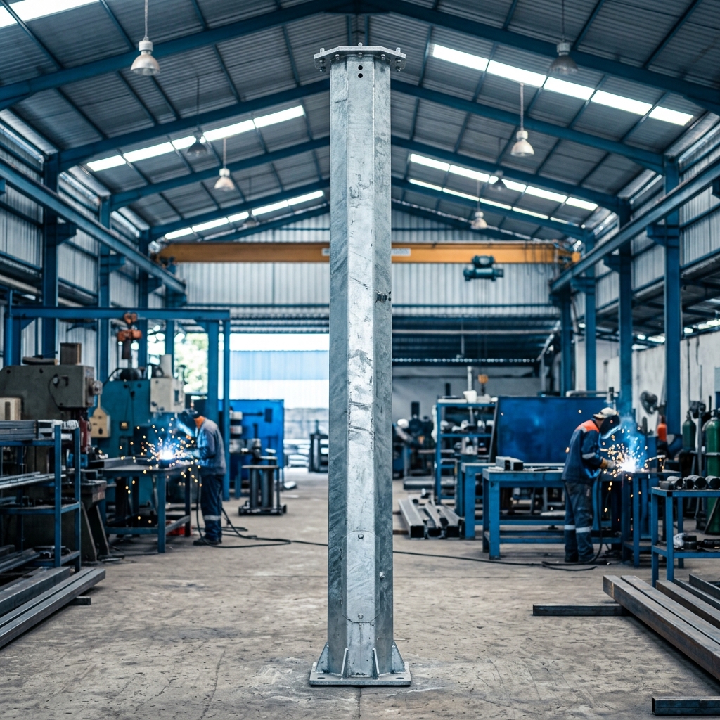 Workshop fabrikasi tiang PJU